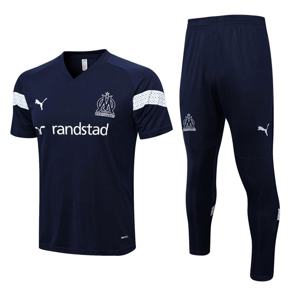 Trainingshirt Marseille Komplett Set 2022-23 Blau Weiß